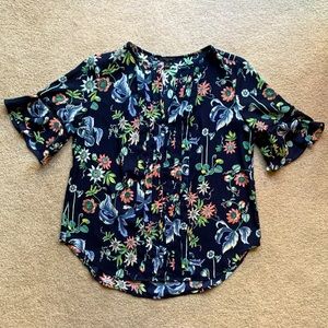 Floral top with flutter sleeve